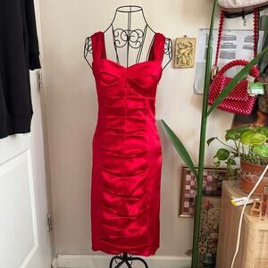 Morgan & Co Ruched Satin Midi Dress S